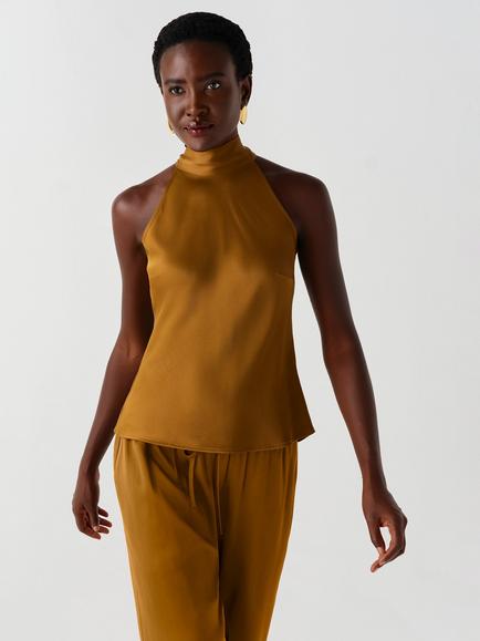 Ghost Reese High Neck Keyhole Back Top, Moss
