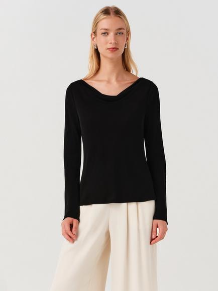 Ghost Tyla Cowl Neck Jersey Top, Black, Black