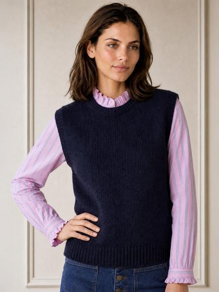 Aspiga Wool Blend Knitted Short Tank Top, Navy