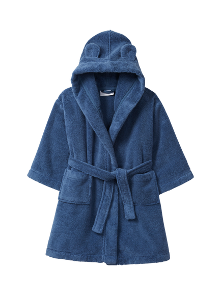 The White Company Kids' Cotton Towelling Hooded Ears Robe, Blue