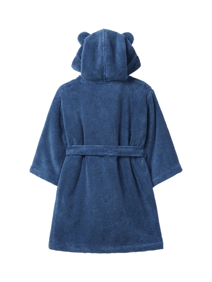 The White Company Kids' Cotton Towelling Hooded Ears Robe - view 2, Blue