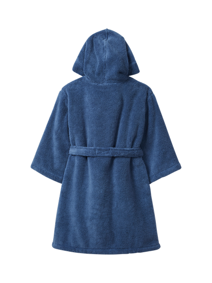 The White Company Kids' Hooded Cotton Dressing Gown - view 2, Blue