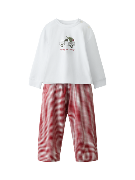 The White Company Kids' Long Sleeve Christmas Pyjama Set, Multi, Multi