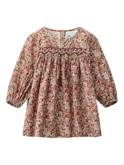 The White Company Kids' Petunia Long Sleeve Dress, Multi, Multi
