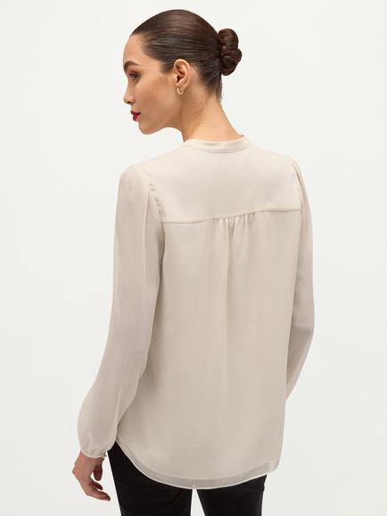 Hobbs Annika Tie Neck Blouse, Warm Ivory - view 2, Warm Ivory