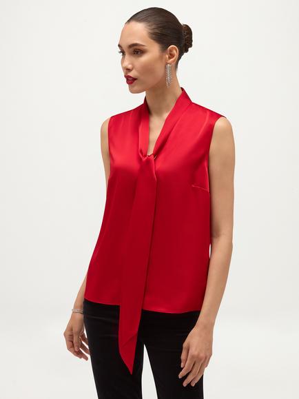 Hobbs Soula Satin Sleeveless Top, Red, Red