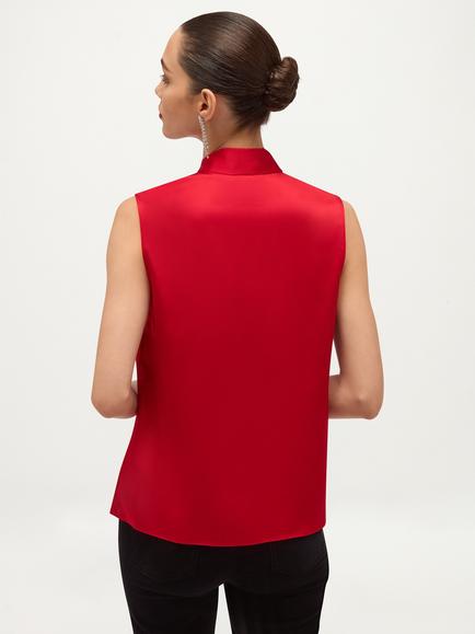 Hobbs Soula Satin Sleeveless Top, Red - view 2, Red