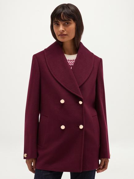 Hobbs Indira Double Breasted Coat, Fig Purple, Fig Purple