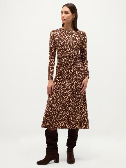 Hobbs Anna Abstract Print Jersey Dress, Brown, Brown