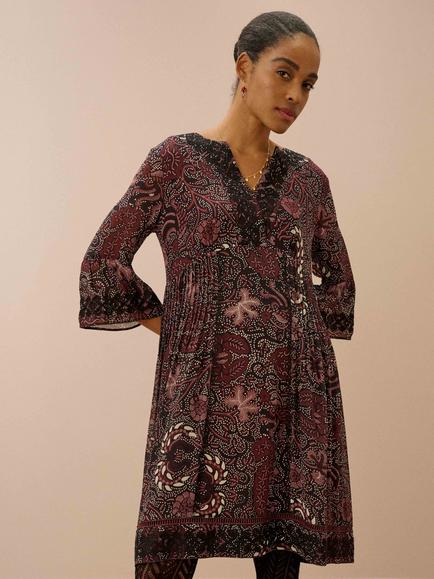 Brora Embroidered Silk Dress, Malt, Malt