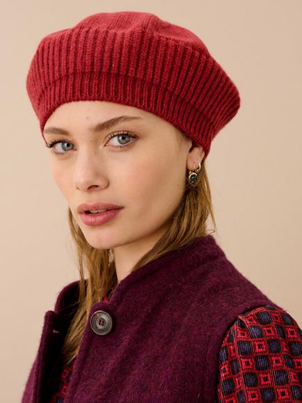 Brora Pure Cashmere Beret - view 2, Paprika