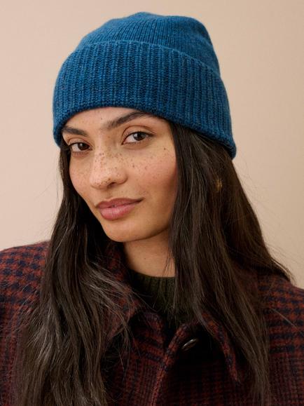 Brora Pure Cashmere Beanie Hat - view 2, Cosmos