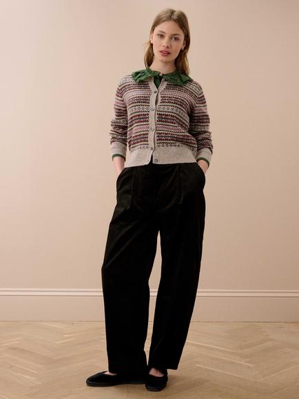 Brora Pure Cashmere Fair Isle Cardigan, Ash