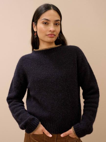 Brora Alpaca Rich Crew Neck Jumper, Ink