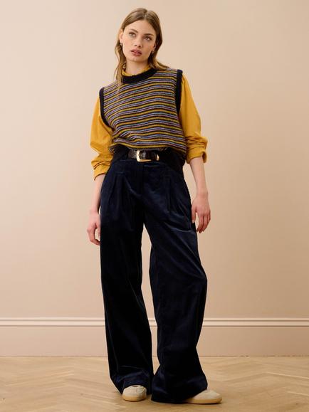Brora Alpaca Wool Blend Stripe Tank Top, Ink - view 2, Ink