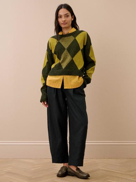 Brora Donegal Wool Argyle Jumper, Loden