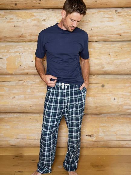 The Little Tailor Cotton Flannel Check Pyjama Set, Navy, Green, Navy, Green