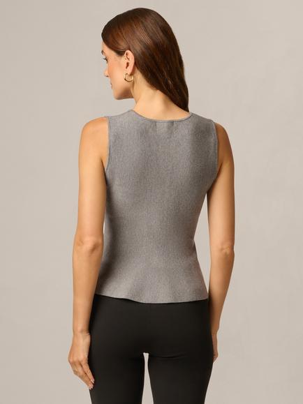 Adrianna Papell Faux Pearl Embellished Sleeveless Peplum Top, Dark Heather - view 2, Dark Heather