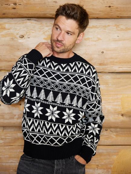 The Little Tailor Cotton Fair Isle Jumper, Black, Cream, Black, Cream