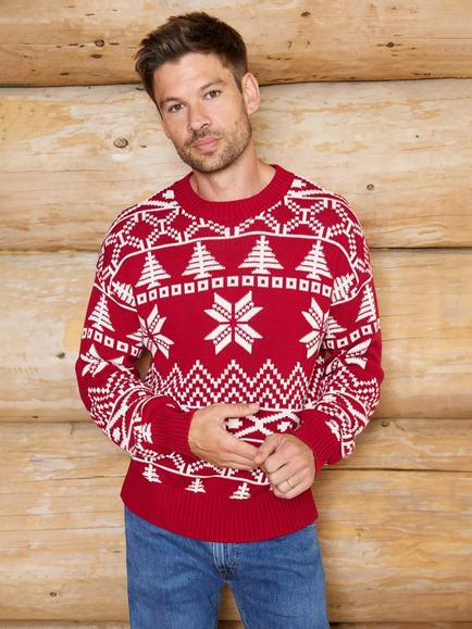 The Little Tailor Cotton Fair Isle Jumper, Red/Cream, Red/Cream