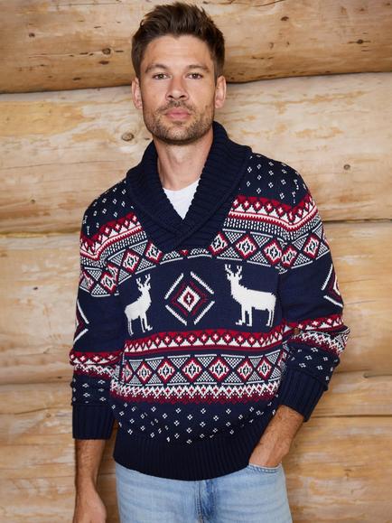 The Little Tailor Premium Cotton Jumper, Navy/Red/Cream, Navy/Red/Cream