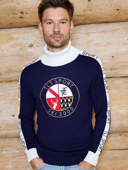 The Little Tailor Roll Neck Sport Crest Jumper, Navy, Navy