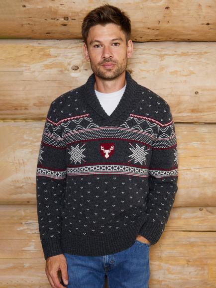 The Little Tailor Heritage Jumper, Charcoal/Red/Cream, Charcoal/Red/Cream