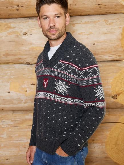 The Little Tailor Heritage Jumper, Charcoal/Red/Cream - view 2, Charcoal/Red/Cream