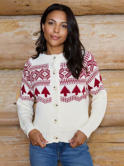 The Little Tailor Cotton Fair Isle Cardigan, Cream Multi, Cream Multi