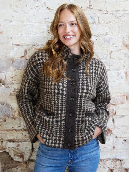 The Little Tailor Florence Check Jacket, Brown Neutral, Brown Neutral