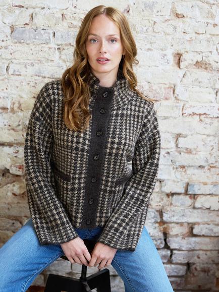 The Little Tailor Florence Check Jacket, Brown Neutral - view 2, Brown Neutral