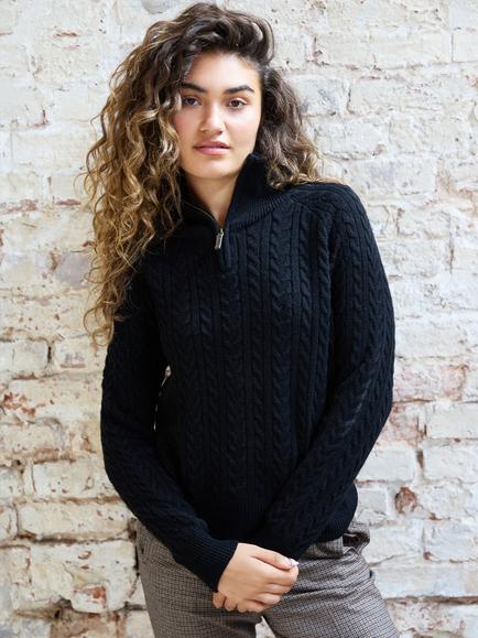The Little Tailor Ava Cable Knit Jumper, Black