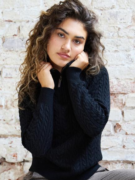 The Little Tailor Ava Cable Knit Jumper - view 2, Black