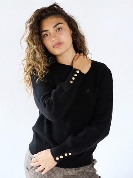 The Little Tailor Emily Wool and Alpaca Blend Jumper, Black