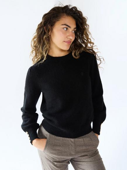 The Little Tailor Emily Wool and Alpaca Blend Jumper - view 2, Black