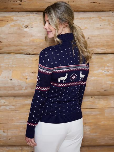 The Little Tailor Fair Isle Reindeer Jumper, Navy - view 2, Navy