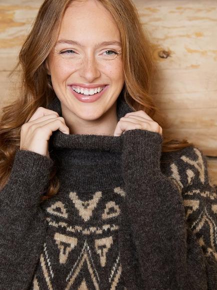 The Little Tailor Greta Fair Isle Jumper, Brown - view 2, Brown