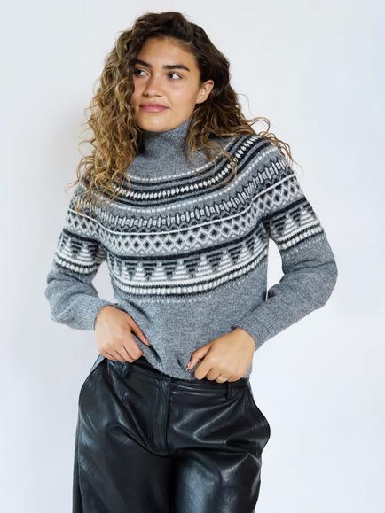 The Little Tailor Greta Fair Isle Jumper, Grey Marl, Grey Marl