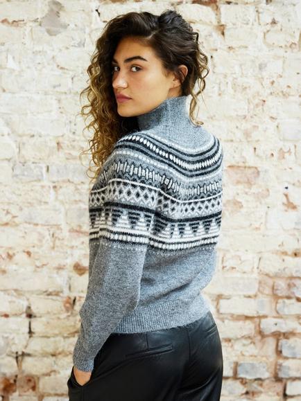 The Little Tailor Greta Fair Isle Jumper, Grey Marl - view 2, Grey Marl