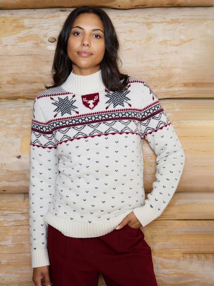 The Little Tailor Heritage Turtle Neck Jumper, Cream/Red/Charcoal, Cream/Red/Charcoal