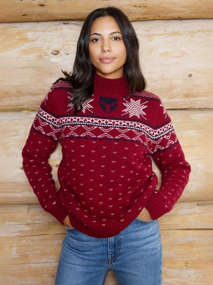 The Little Tailor Heritage Turtle Neck Jumper, Red/Navy/Cream - view 2, Red/Navy/Cream