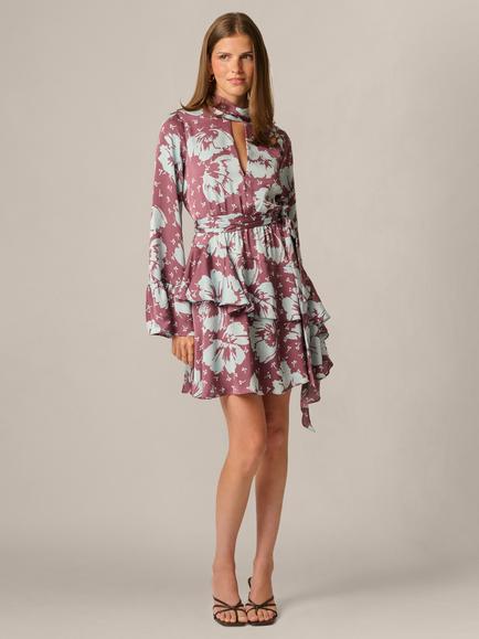 Adrianna Papell Floral Printed Short Dress, Sangria/Blue - view 2, Sangria/Blue