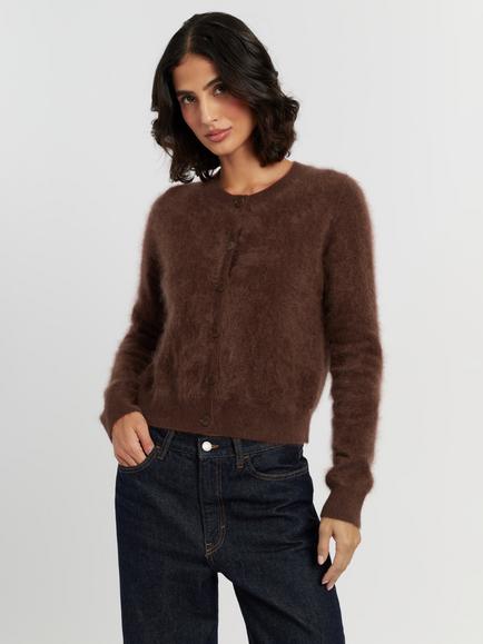 Chinti & Parker Brushed Cashmere Cardigan, Chocolate, Chocolate
