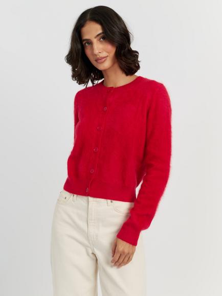Chinti & Parker Brushed Cashmere Cardigan, Velvet Red, Velvet Red