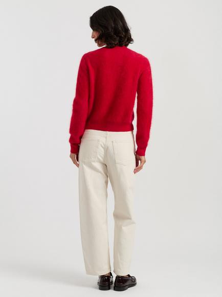 Chinti & Parker Brushed Cashmere Cardigan, Velvet Red - view 2, Velvet Red