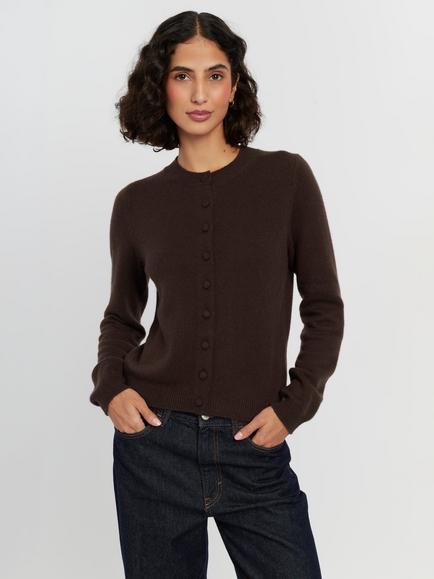 Chinti & Parker Camille Pure Cashmere Cardigan, Chocolate