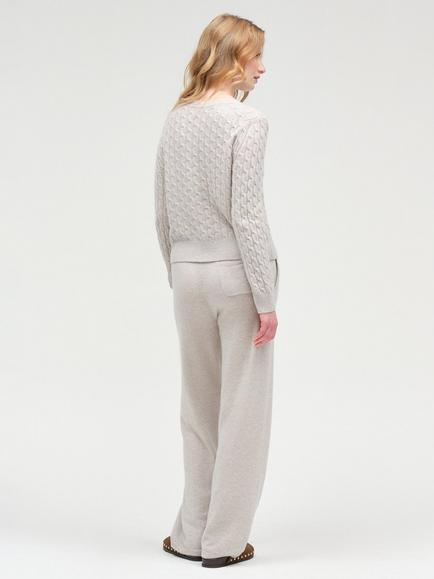 Chinti & Parker Pure Cashmere Cable Knit Cardigan, Chinchilla - view 2, Chinchilla