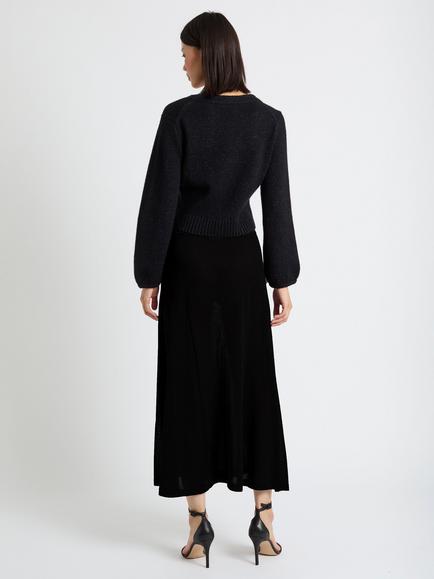 Chinti & Parker Wool Blend Embellished Bow Cardigan, Black - view 2, Black