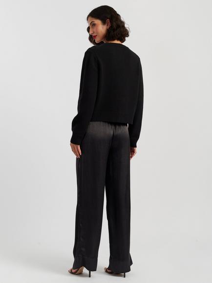 Chinti & Parker Pure Merino Wool Jewelled Cable Cardigan, Black - view 2, Black