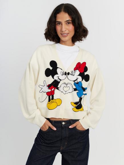 Chinti & Parker x Disney Mickey Minnie Wool Rich with Cashmere Cardigan, Cream